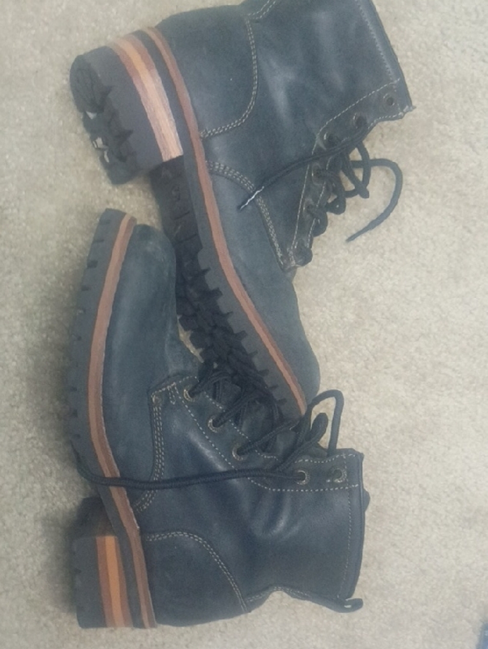 Skechers Black Lace-Up Leather Ankle Boots with Brown Sole - Picture 6 of 6